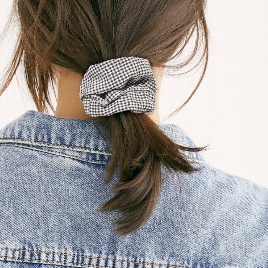 Scrunchies Cột Tóc Vải Tròn Họa Tiết Gingham Caro Nhiều Màu Đáng Yêu Hot Trend