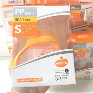 BÌNH SỮA PP WESSER CỔ RỘNG 180ML