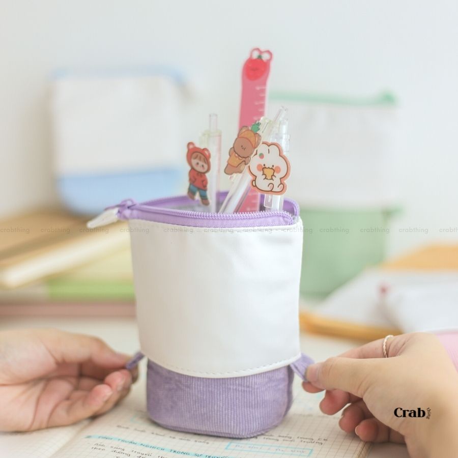 Túi bút vải đựng bút pop-up case nhiều ngăn, dễ thương cho học sinh - CrabThing