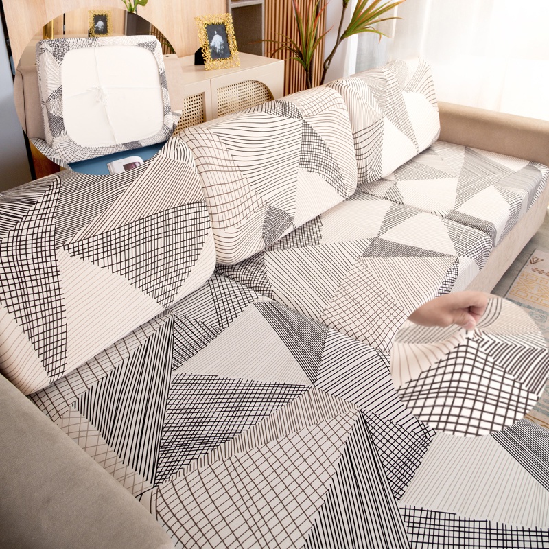 Vỏ bọc đệm ghế sofa hình chữ L 10 kích cỡ dày dặn co giãn màu trơn trang trí nhà cửa