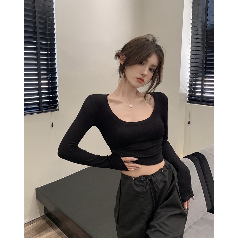 NRVP Áo Thun Nữ Dài Tay Dáng Rộng Thời Trang Hàn Quốc