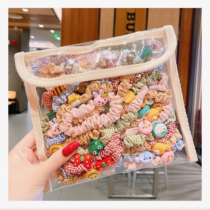 Chun buộc tóc vải đính hoạ tiết hoạt hình nhiều màu & hoa văn cho bé gái