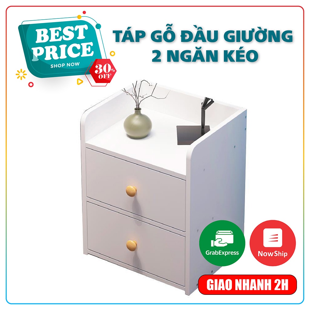 Tủ đầu giường 2 ngăn kéo, 1 ngăn kéo tiện lợi