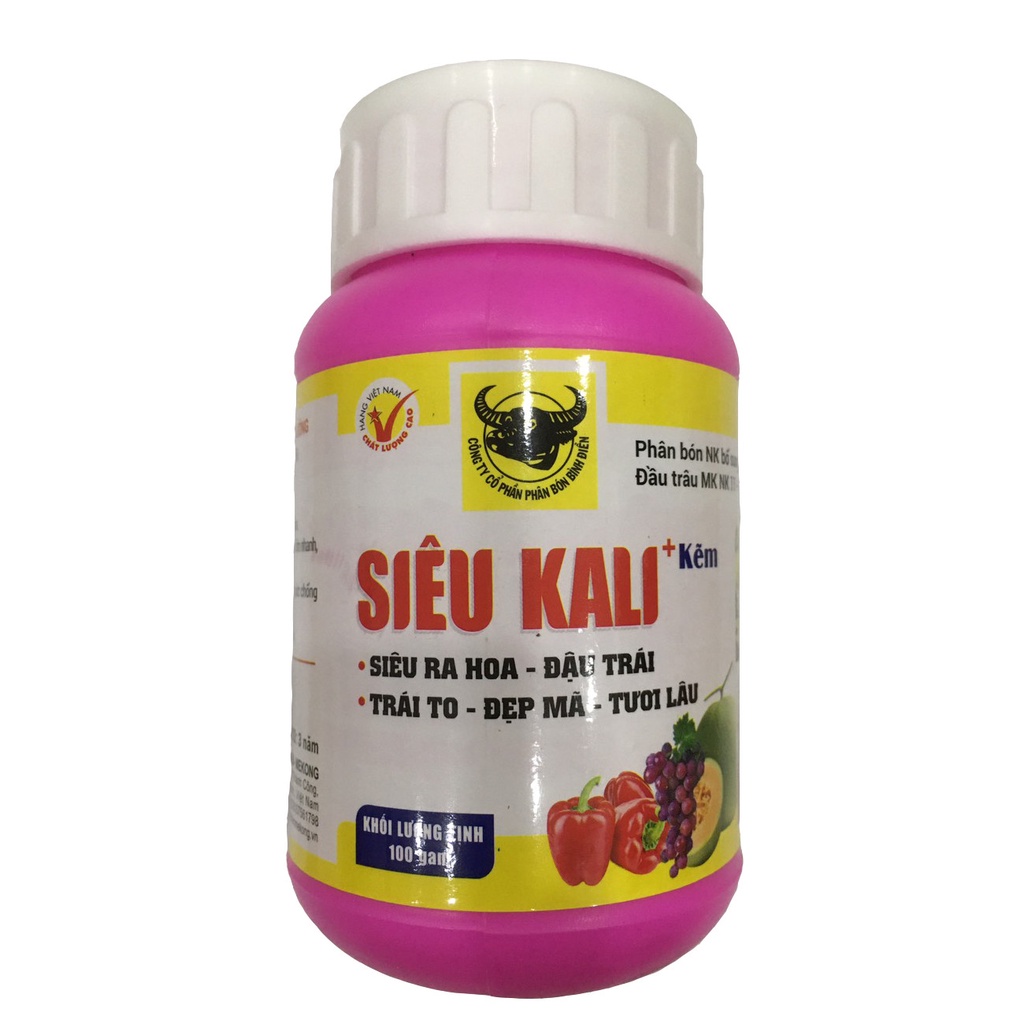 Phân đầu trâu SIÊU KALI + KẼM 100g Bổ sung vi lượng cho hoa và cây ăn trái giúp Nhiều hoa - Đậu trái - Quả to - Tươi lâu
