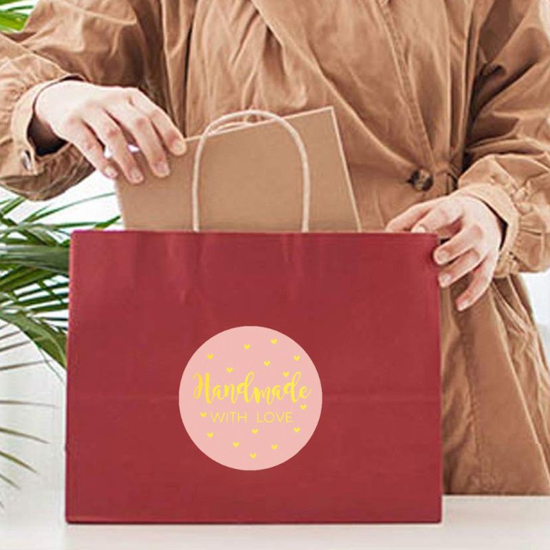 HANDMADE Cuộn 500 Miếng Dán Chữ Love Màu Vàng Đồng Xinh Xắn Dùng Để Trang Trí