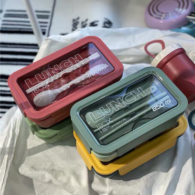 Hộp đựng cơm văn phòng cao cấp kèm đũa thìa 850ml