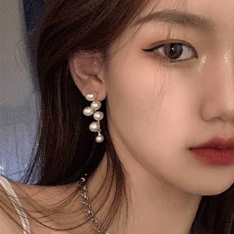 Đôi Bông Tai Mạ Bạc 925 Dáng Dài Đính Ngọc Trai Thời Trang Cho Nữ