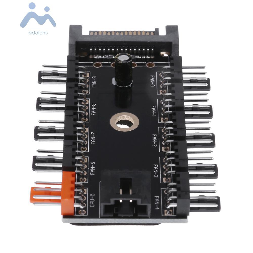 adolphs SATA Port Powered 11 Way 4pin Cooling Fan Power Cable Extender Hub for PC