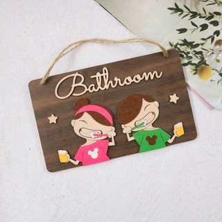 Bảng gỗ decor Bathroom - Phòng tắm Đánh răng