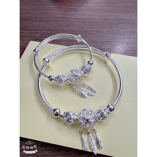 Vòng tay phụ kiện dreamcatcher bạc tuỳ chỉnh kích thước nữ người lớn trẻ em