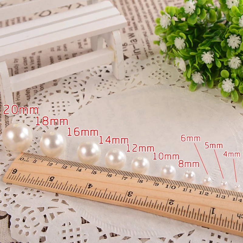 Ngọc trai giả bằng nhựa ABS màu trắng / be độ sáng cao 4-20mm