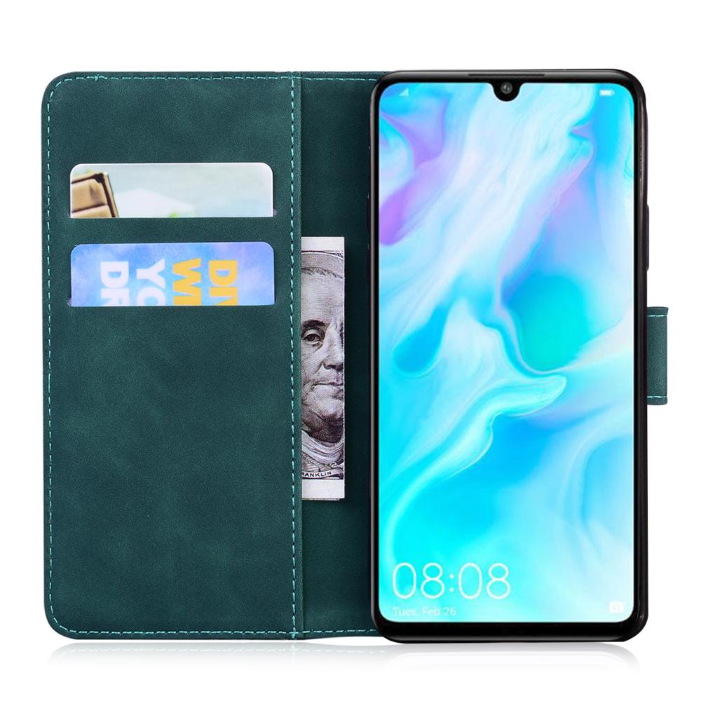Bao da điện thoại PU kiểu ví thẻ gập từ tính có giá đỡ in nổi hình hổ cho Huawei P30 Lite Nova 4E