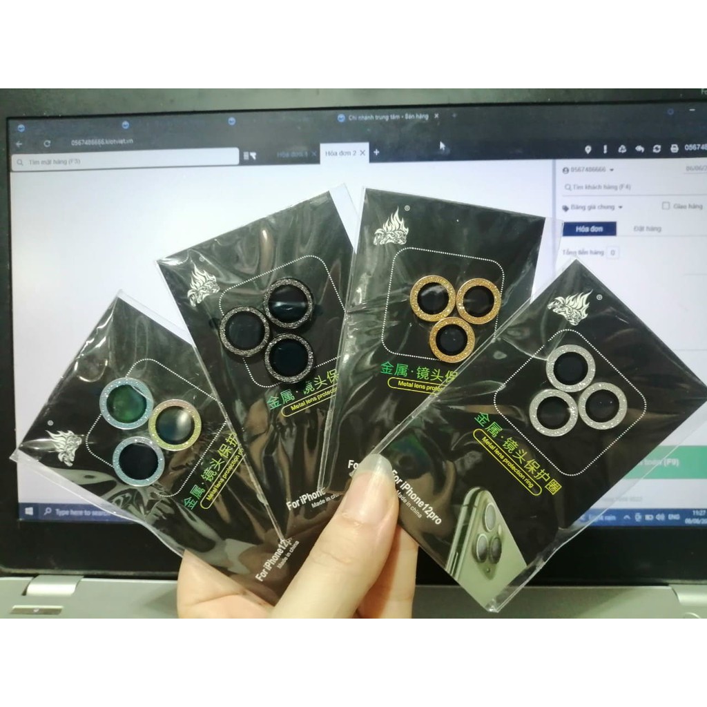 (dán cam Vỉ) Bộ dán mắt camera cho Iphone 11 Pro max, 12 ,12 PRO, 12 Pro max cực đẹp