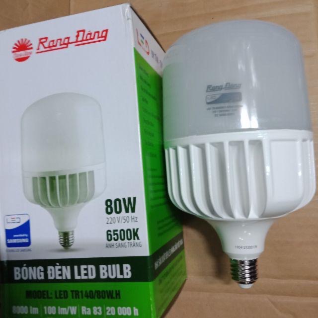 Bóng đèn LED Trụ 80w Rạng Đông Thân Nhôm - gồm 2 màu trắng và vàng - hàng chính hãng
