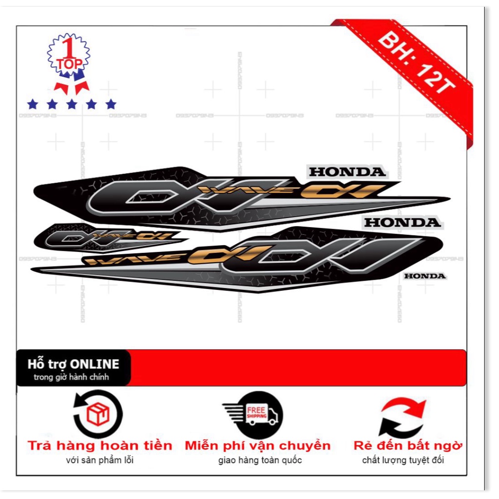 ( Quí khách vui lòng mang ra tiệm cho thợ dán ) Tem wave na2018 đen