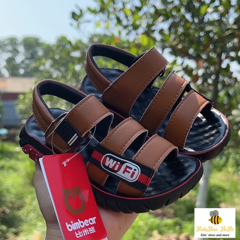 Sandal Bimbear cho bé trai - dép quai hậu cho bé quai da đế chống trươt mềm có quai dán cho bé (925) - sz 26-30