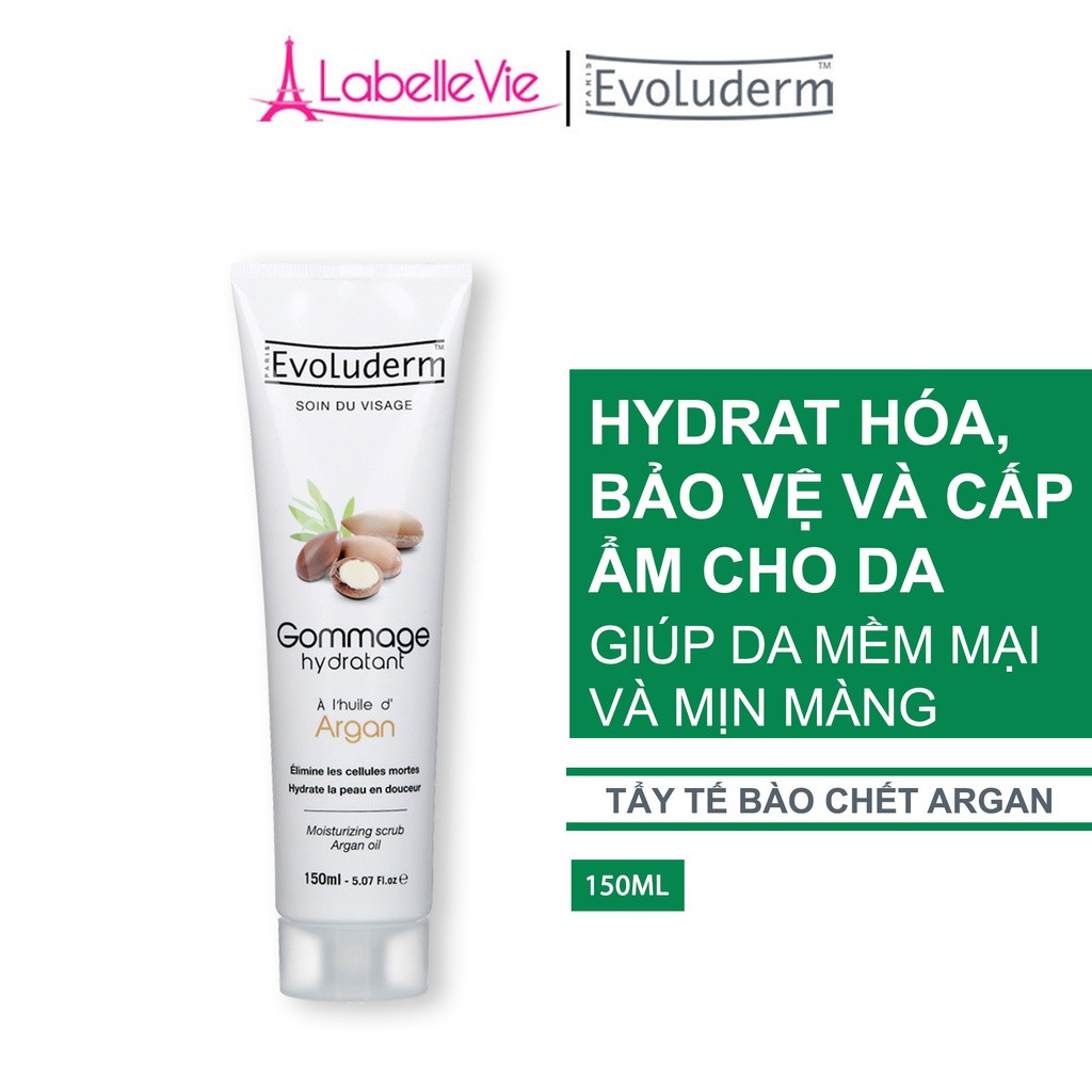 Tẩy tế bào chết Evoluderm Gommage Hydratant Argan 150ml sạch sâu và dưỡng ẩm