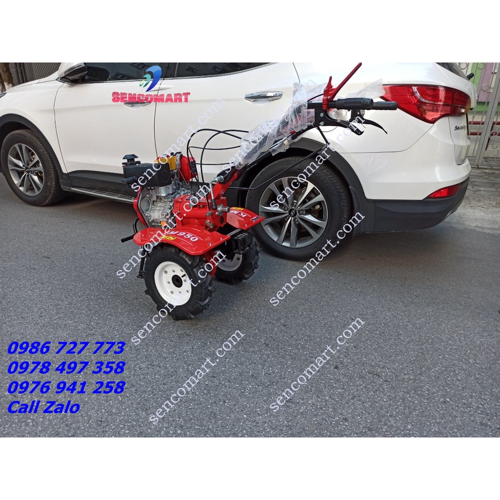 Máy xới đất khô, máy cày bừa ruộng nước chạy dầu 7hp kamastsu km950 tặng bộ bánh lồng