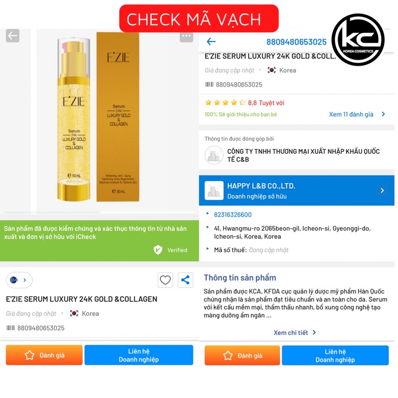 SERUM EZIE TINH CHẤT EZIE VÀNG 24KK & COLLAGEN CAO CẤP