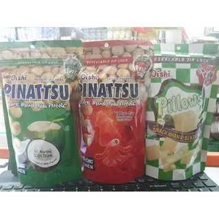 Snack nhân đậu phộng Pinattsu Oishi 100g vị mực cay/ sữa dừa/ nước cốt dừa