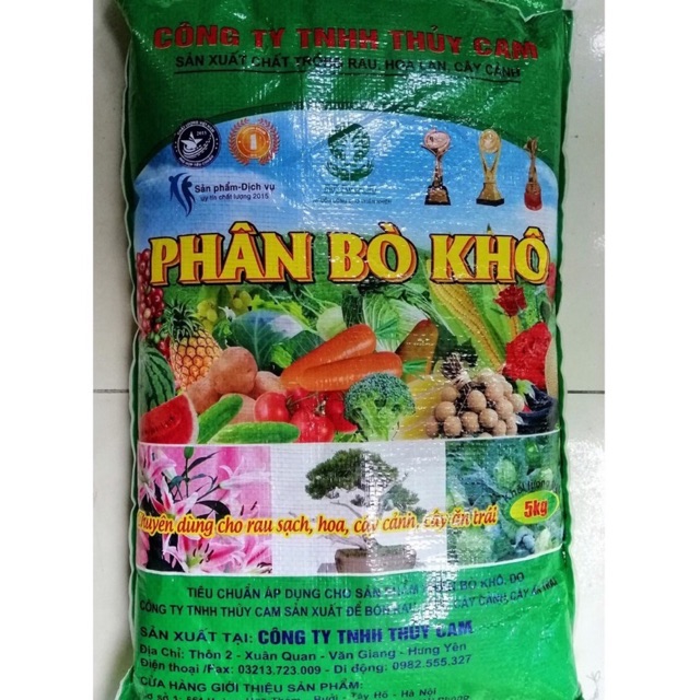 PHÂN BÒ KHÔ CHUYÊN DÙNG CHO RAU SẠCH, HOA, CÂY CẢNH, CÂY ĂN TRÁI 5kg