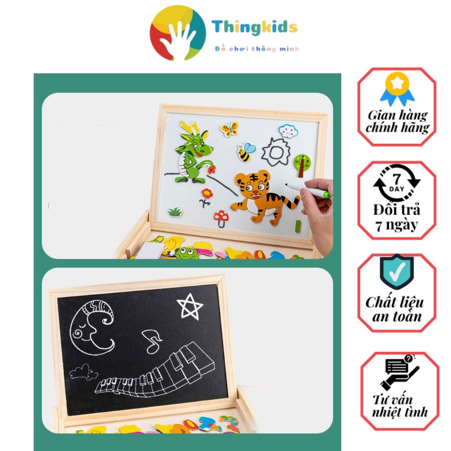 Bộ ghép nam châm hình thú cho bé - Tặng kèm 01 bàn chải đánh răng cao cấp cho bé - Thingkids
