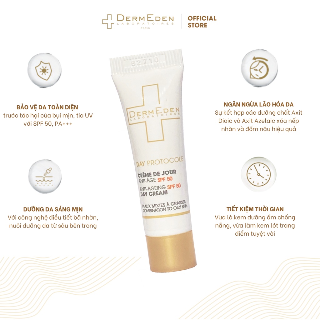 Chăm sóc da ngày và đêm DERMEDEN SPF 50, PA+++, chống lão hóa da
