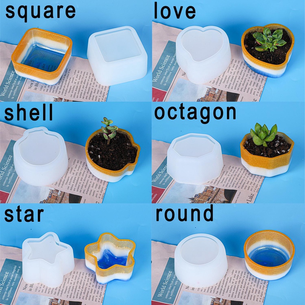 YNATURAL Khuôn Làm Chậu Hoa Bằng Resin Pha Lê Trang Trí Nhà Cửa