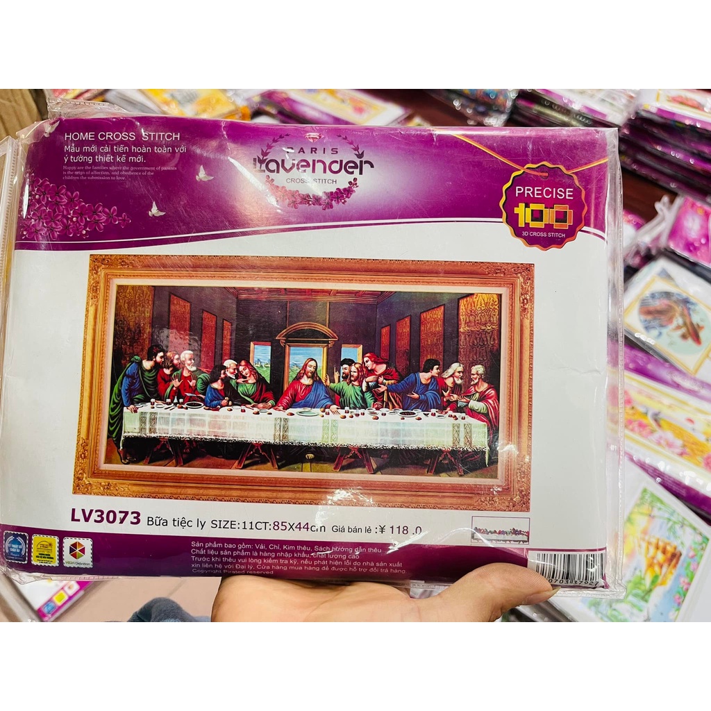 Tranh thêu 12 ông tông đồ KT:125x55cm,tranh chưa thêu.Tặng kéo và xỏ chỉ.