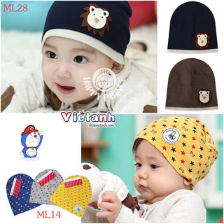 Mũ cotton cho bé trai, chất liệu coton mềm co giãn