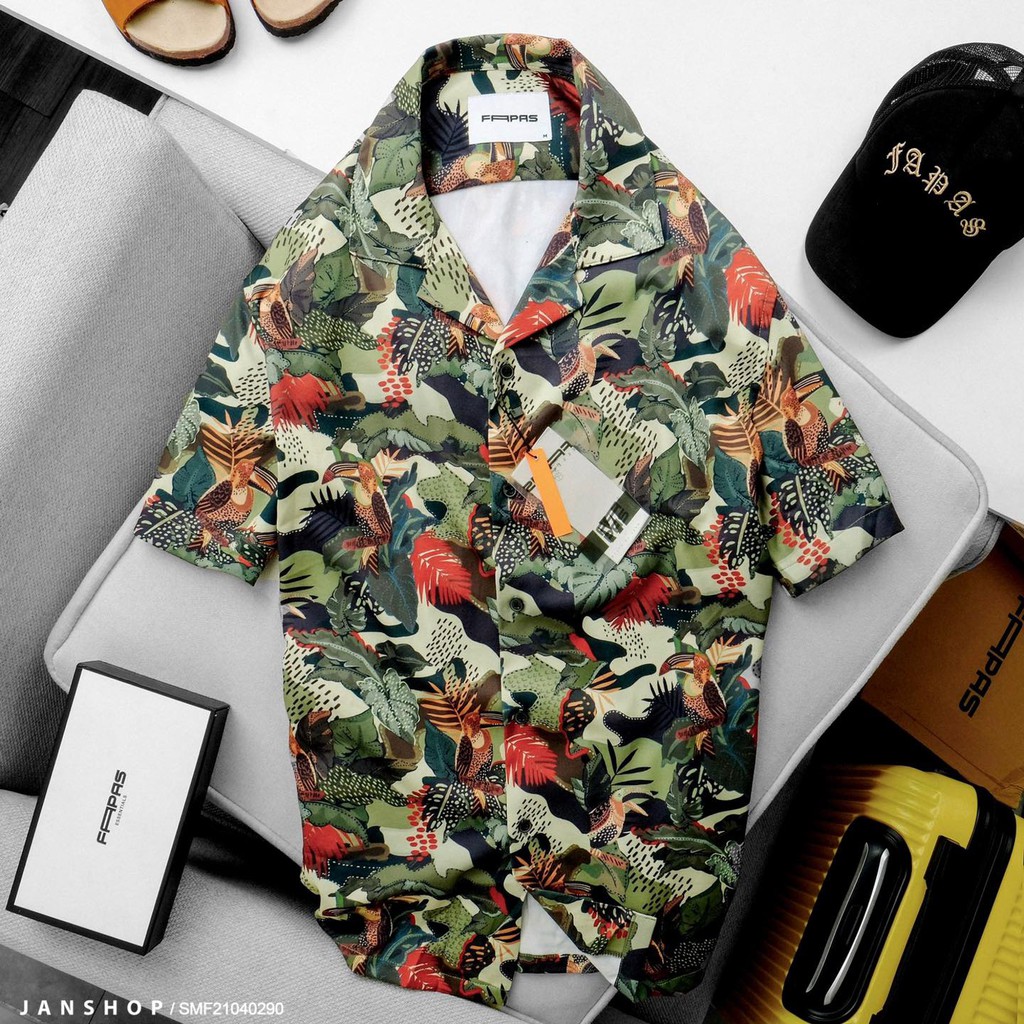 SƠ MI FAPAS TAY NGẮN CỔ VEST XANH RỪNG