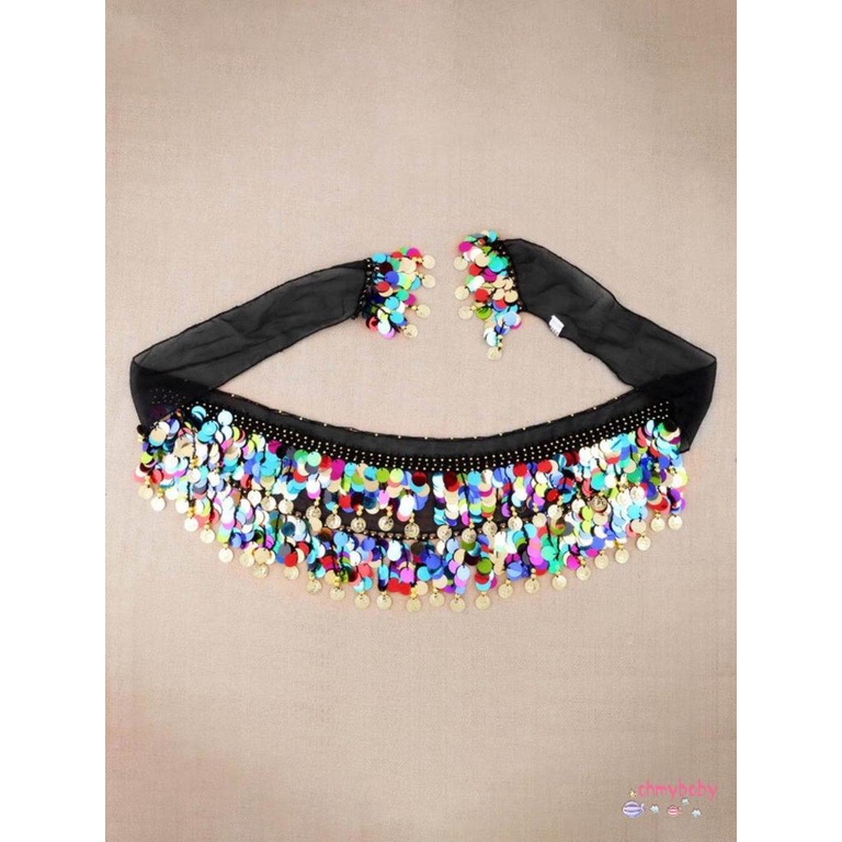 Khiêu vũ Đồng xu Chuỗi Sequin Belly Dance Hip Skirt Scarf Wrap Belt Waistband [8/4]