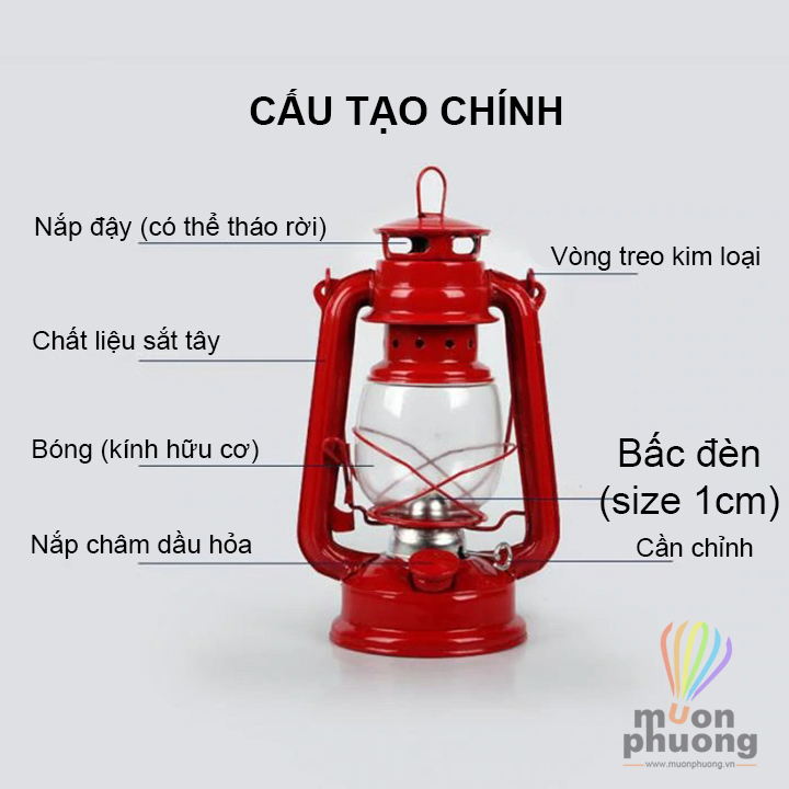 Đèn dầu cổ điển đèn bão đèn treo ngoài trời cắm trại dã ngoại vintage retro size lớn - MUÔN PHƯƠNG SHOP