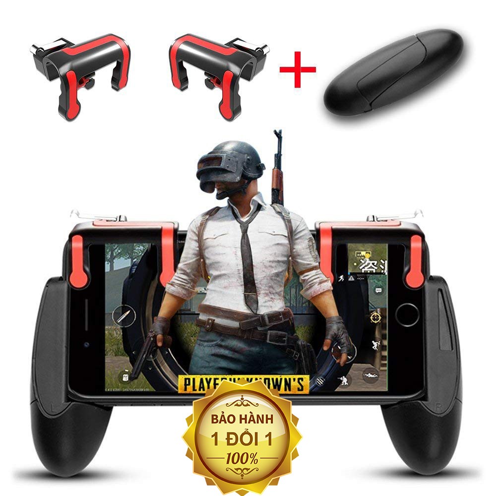 COMBO PUBG Tay cầm chơi game trứng + nút bấm chơi Pubg dòng MX cảm ứng đỏ phù hợp với nhiều loại điện thoại