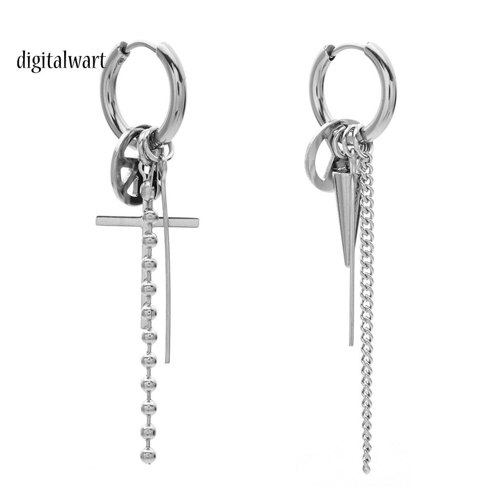 1 Khuyên Tai Dây Xích Dài Không Xỏ Lỗ Thời Trang Nam