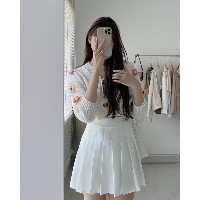 ÁO KHOÁC CADIGAN DÁNG CROPTOP THÊU HOA NỔI SIÊU XINH