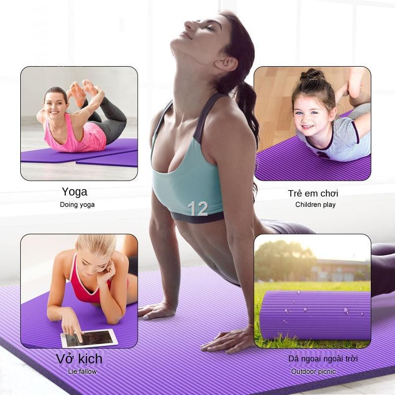 OThảm tập yoga bọc dày và mở rộng Thảm tập thể dục dành cho nam và nữ dành cho người mới bắt đầu tập thể dục tại nhà khô