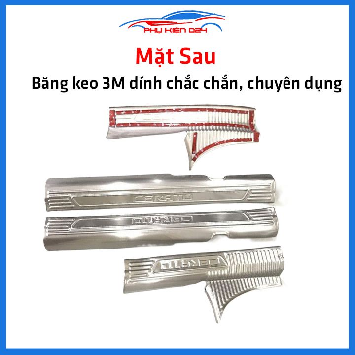 Bộ ốp bậc cửa trong ngoài nẹp bước chân Cerato 2019-2020-2021-2022 Inox chống trầy trang trí xe