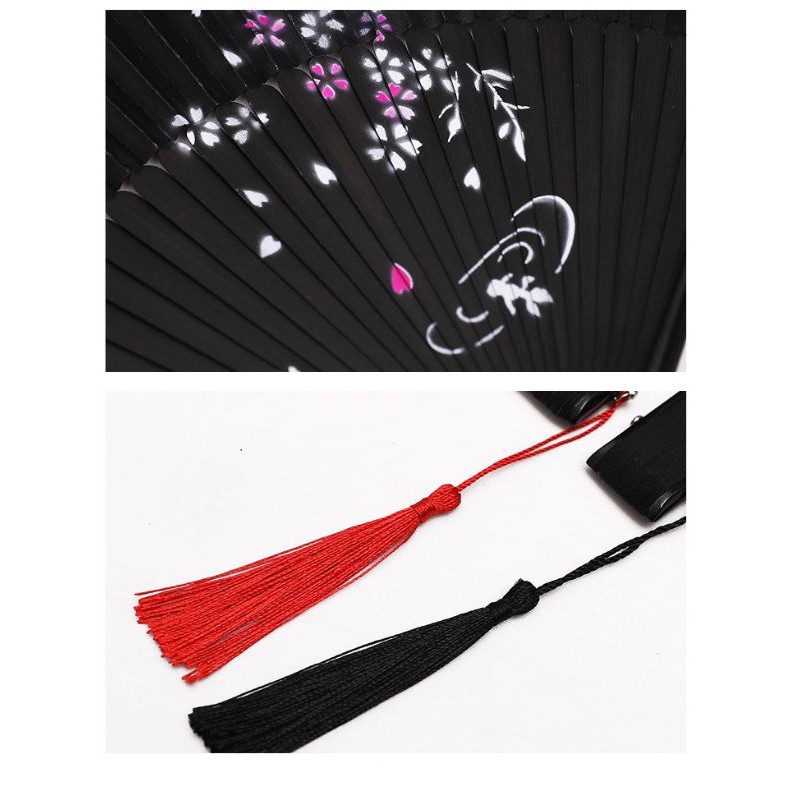 Quạt vải cầm tay nan gỗ dùng cho vũ đạo