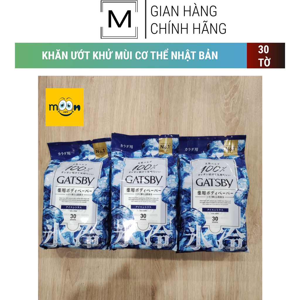 Khăn Ướt Diệt Khuẩn Gatsby Nhật Bản/ Bạc Hà Khô Thoáng Mát Lạnh Gói 30 Tờ