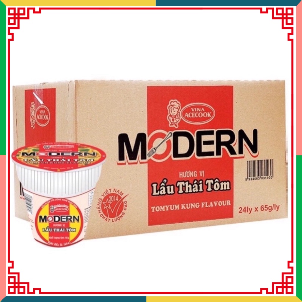 HOT LIKE Thùng mì Ly modern lẩu thái tôm Acecook 65g (24 ly)