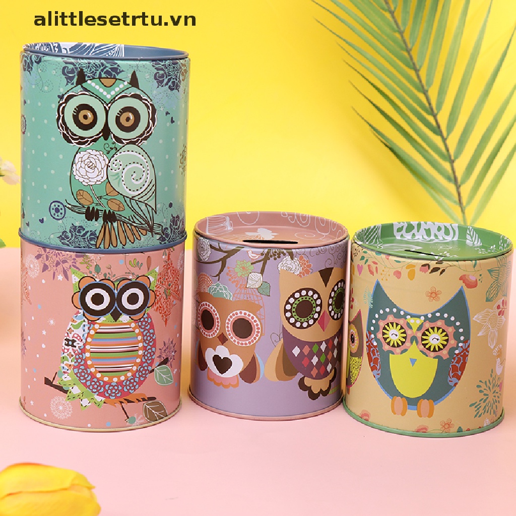 Ống Heo Tiết Kiệm Bằng Thiếc Hình Cú Mèo Vintage Trang Trí Nhà Cửa