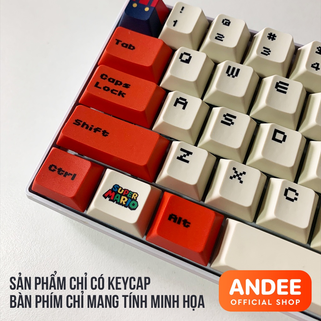 Keycap Mario đỏ 110 nút profile Cherry dễ thương cho bàn phím cơ