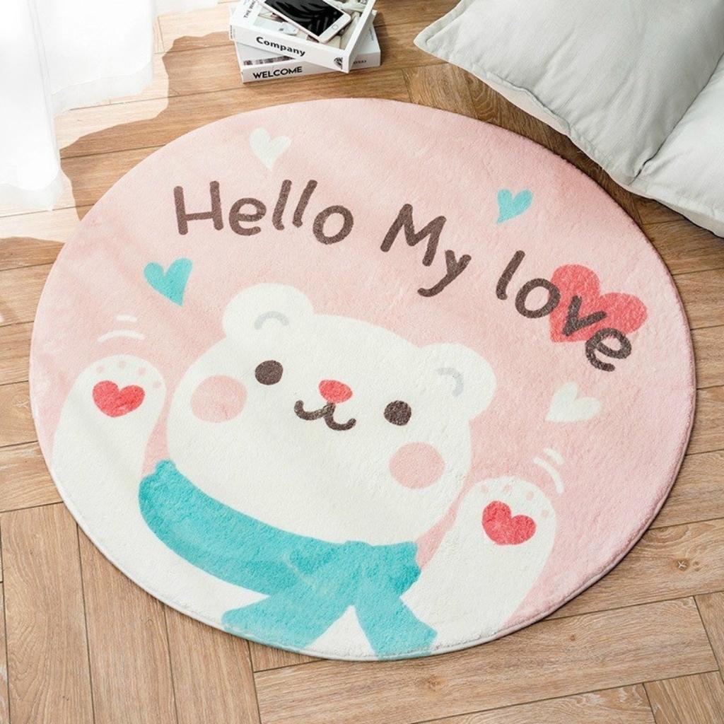 Thảm Tròn Lông Cừu, Thảm Trải Sàn, Decor , Mềm Mại Hàng Nhập Khẩu Cao Cấp Hình Ngộ Nghĩ Cho Bé yêu,