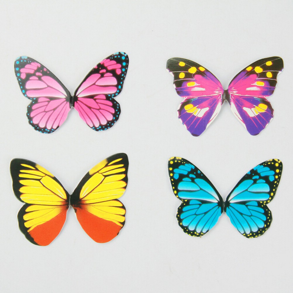 Set 50 Que Cắm Trang Trí Bánh Hình Bướm Màu Cầu Vồng DIY