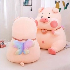 Gấu Bông Heo Tim Cánh Tiên , Gối Ôm Hình Thú Cho Bé Size 50Cm - 70Cm