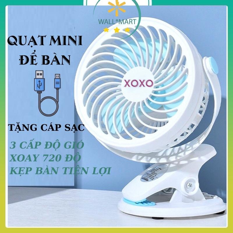 QUẠT MINI ĐỂ KẸP BÀN CẦM TAY TÍCH ĐIỆN TẶNG DÂY USB - DÙNG CHO VĂN PHÒNG - KẸP XE ĐẨY CHO BÉ GIÁ RẺ WALLMART WM134