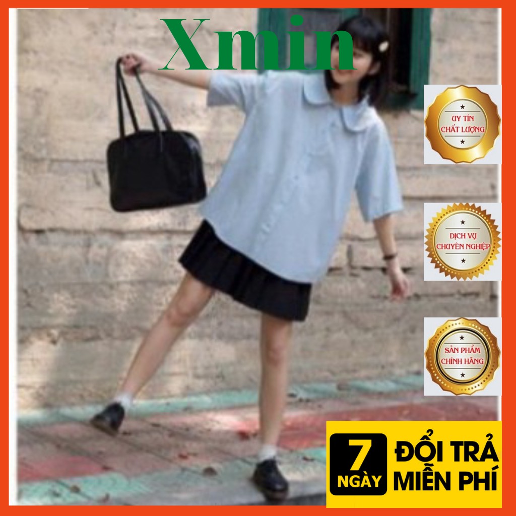 Áo kiểu hàn quốc A002, áo kiểu cổ sen nhỏ dáng babydoll trơn hai màu ngọt ngào xmin.fashion | BigBuy360 - bigbuy360.vn