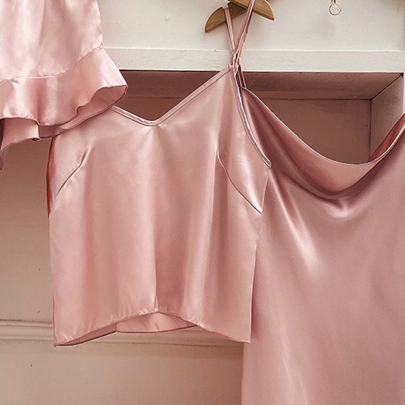 Set đồ ngủ vải satin lụa lạnh thiết kế thoải mái thời trang dành cho nữ