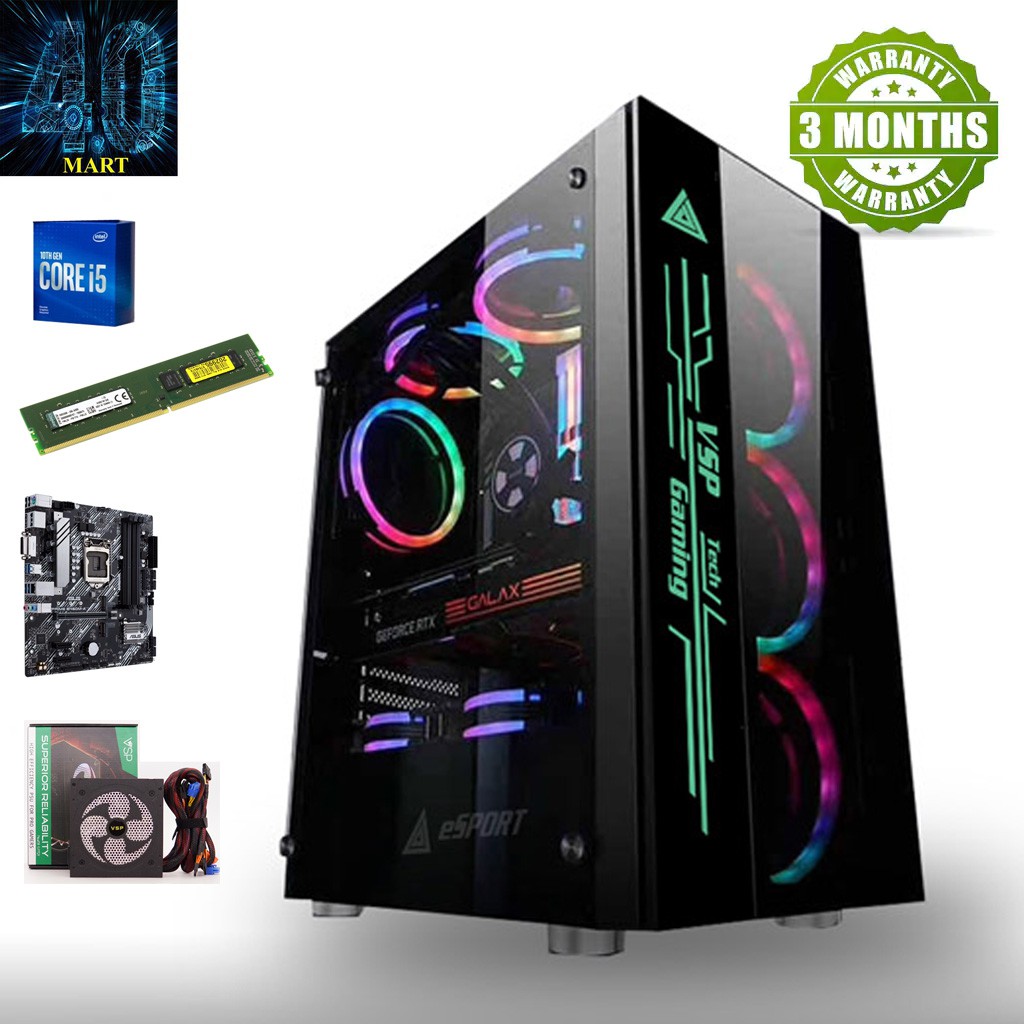 PC gaming FA402 ( I5 10400, SSD 120GB , RAM 8GB,nguồn 500w,MAIN H310) - THÙNG MÁY CHUYÊN GAME